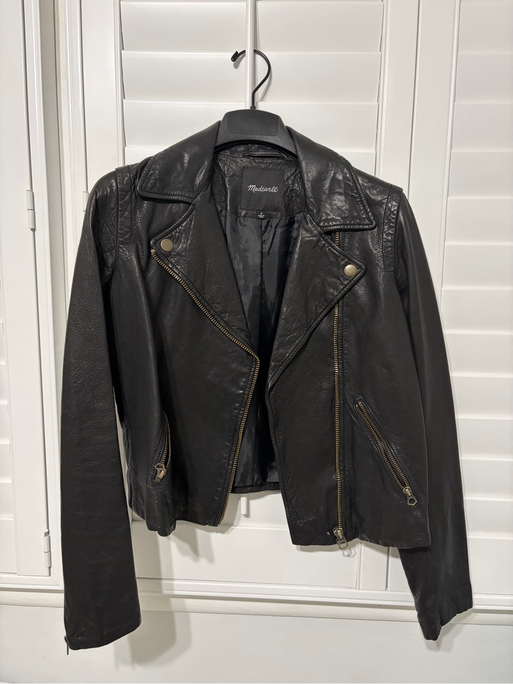 Madewell The Washed Leather Motorcycle Jacket Gold hardware Size M